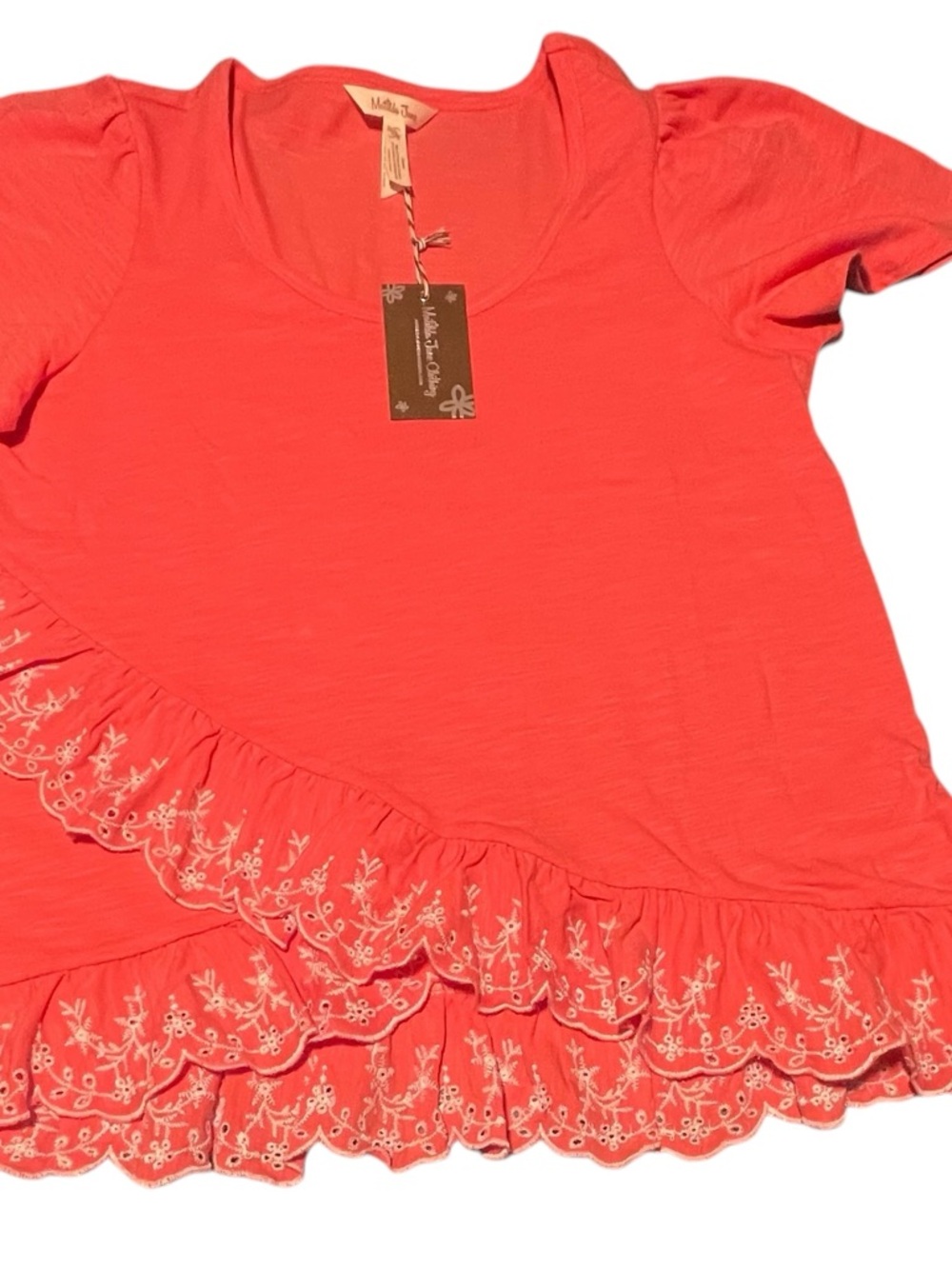 Matilda‎ Jane Coral Short Sleeve Tee with Embroidered Ruffle Hem